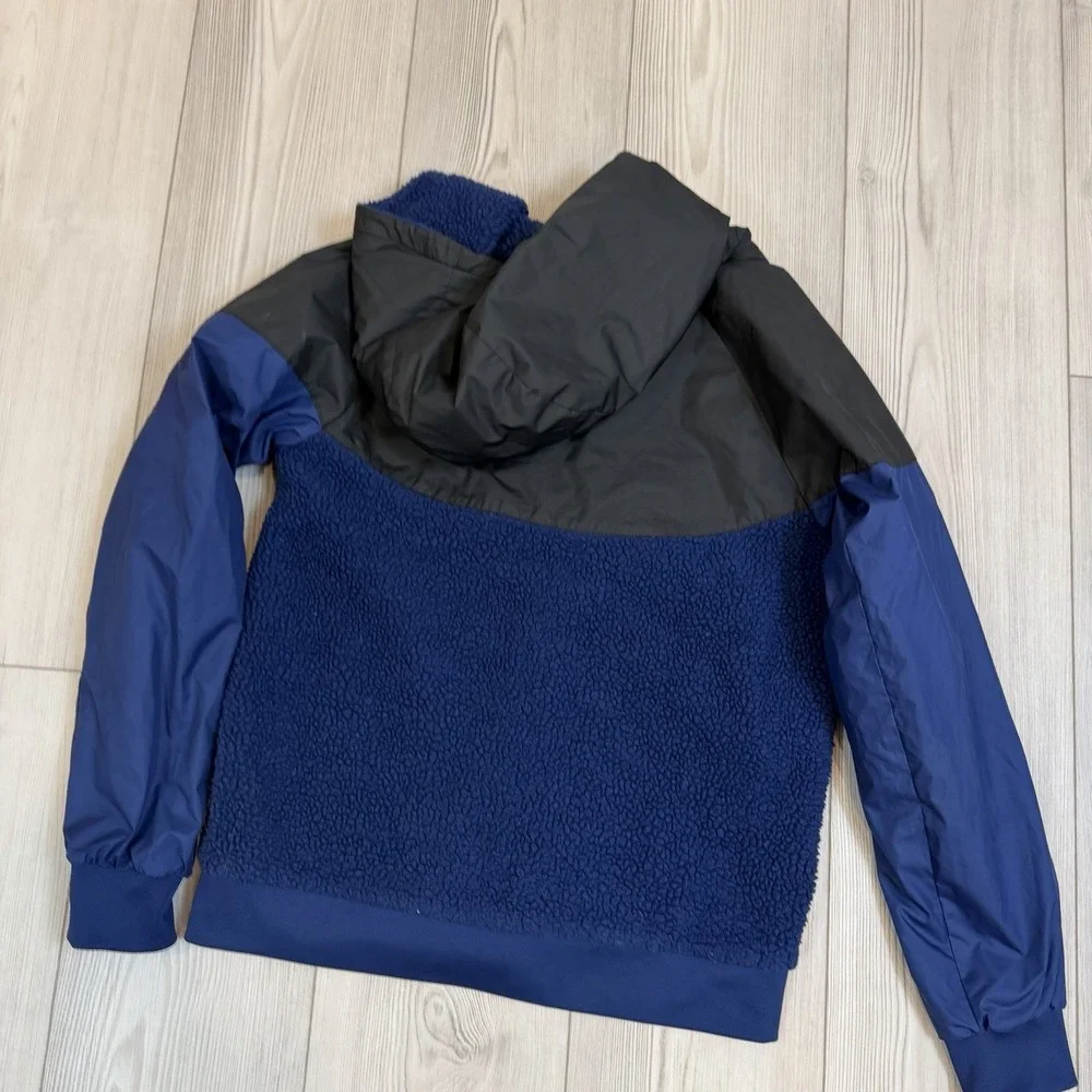 Nike Jacket Youth Large Navy Black Fleece Full Zip Windrunner Pockets AA0069‎